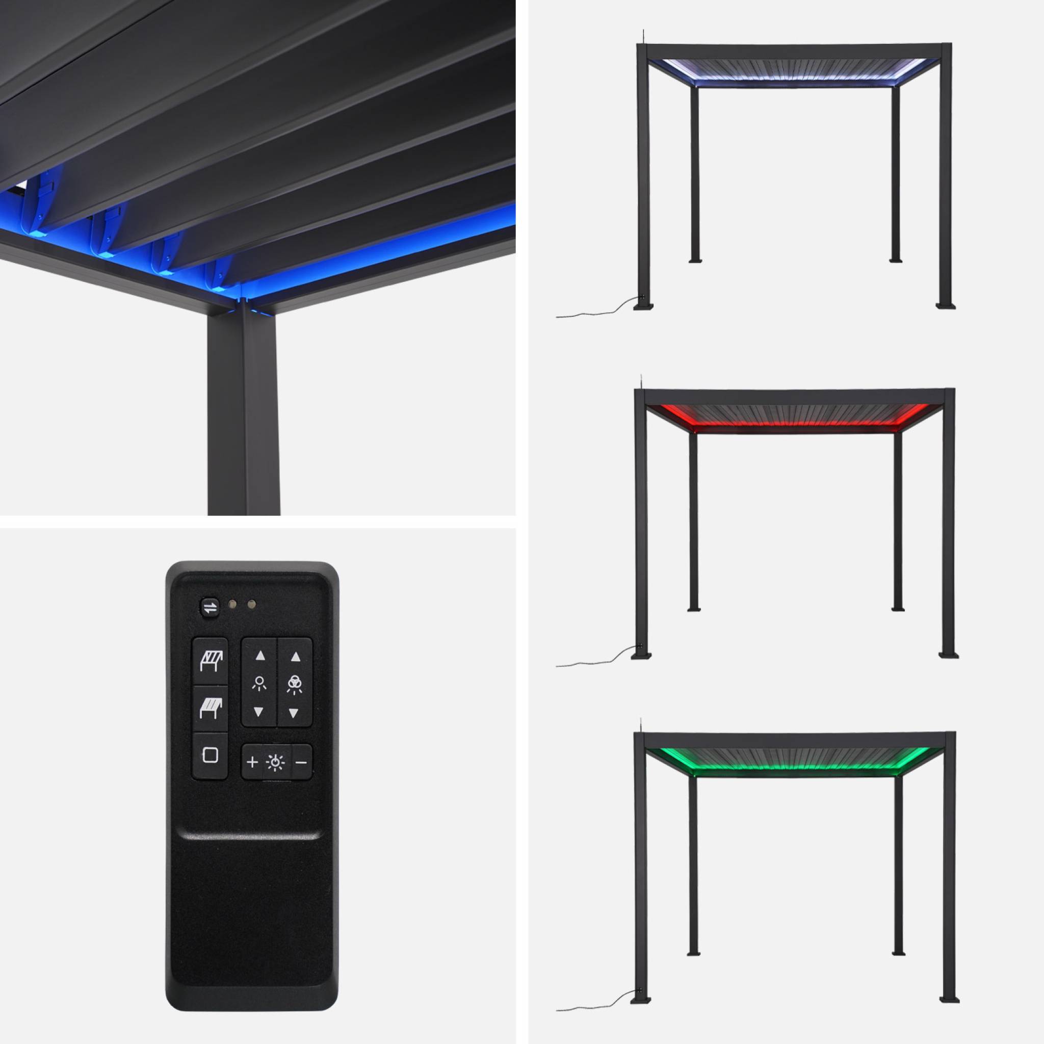 sweeek - Pergola Bioclimatique électrique 3x3m anthracite. aluminium. à lames orientables avec éclairage LED | sweeek - Image 6