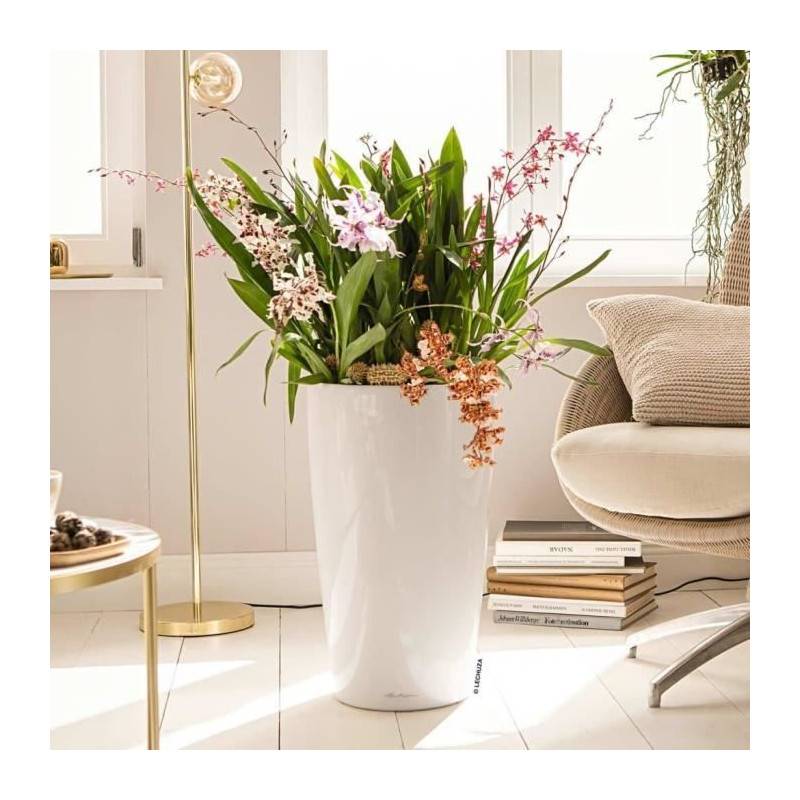 Lechuza - Pot De Fleur Lechuza Rondo Premium 40 - Kit Complet, Blanc Brillant - Imagen 4