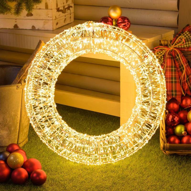 Lotti - Couronne lumineuse 3D Ø55cm fil Métal argenté 3000 Micro-LED blanc chaud Flash Diamond Lotti - Imagen 1