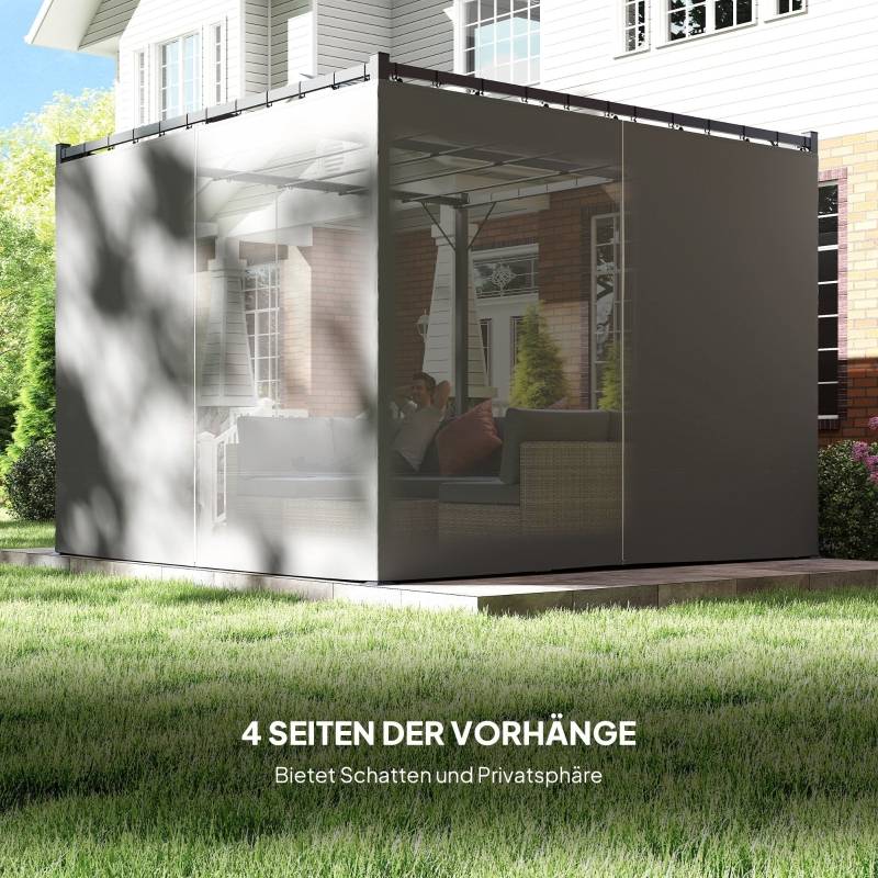 Pergola autoportante métal pour terrasse toit rétractable 4 rideaux 3x3m Gris clair - ComfortXL Outdoor Living - Image 5