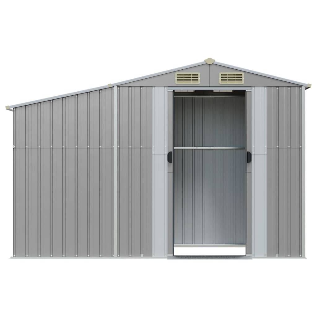 Helloshop26 - Abri de jardin cabane cabanon maison de stockage remise extérieur hangar outils robuste 277 x 93 x 179 cm acier galvanisé gris - Imagen 3