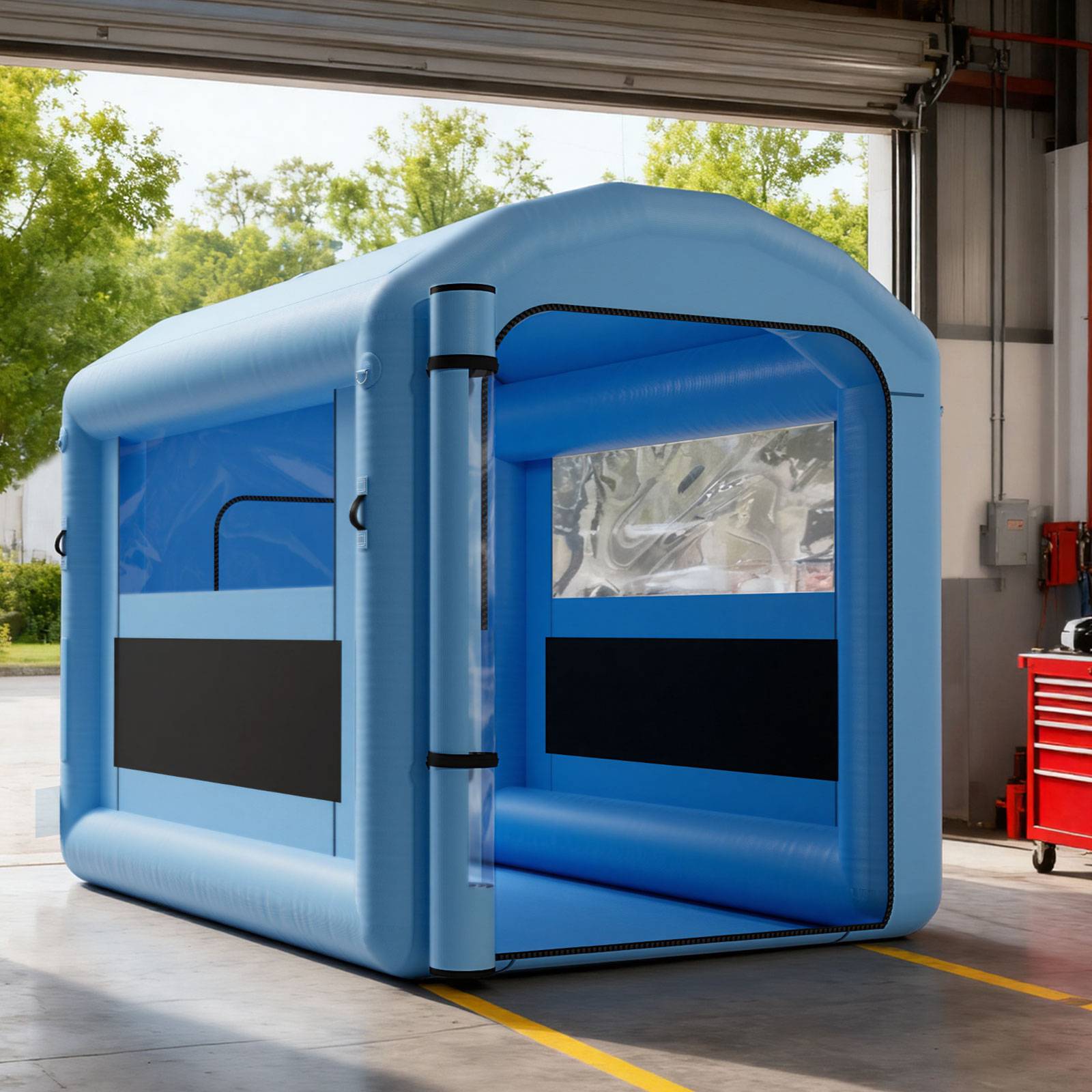Vevor - VEVOR Cabine de peinture gonflable 3 x 2,5 x 2,5 m, tente de pulvérisation avec souffleur 550 W et filtration, bleu - Image 8