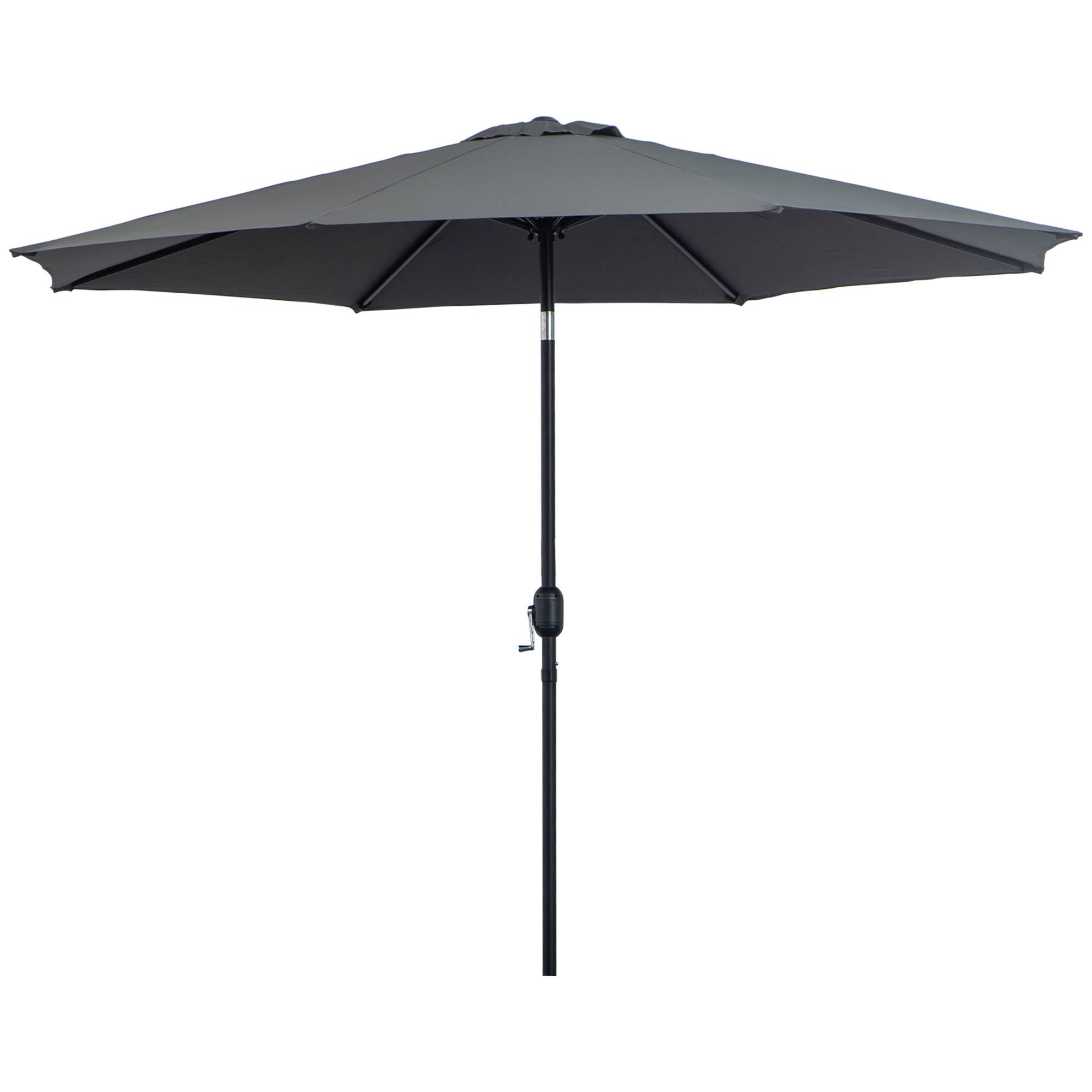 Parasol jardin Ø295x250 cm, manivelle, inclinable, mât métallique amovible, terrasse piscine patio, gris foncé - Image 2