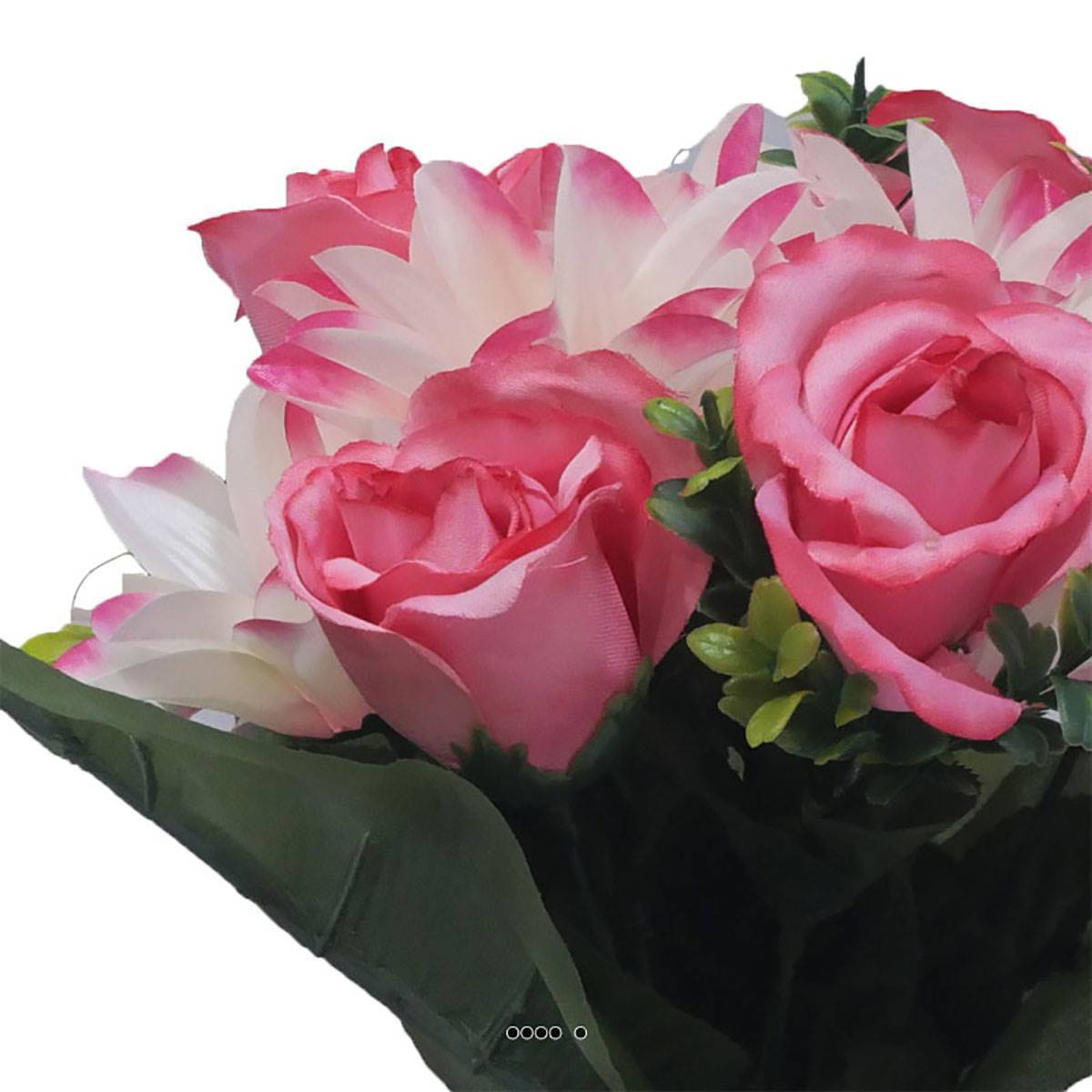 Artificielles - Pot fleurs artificielles pour le cimetière roses et lys Rose soutenu - couleur: Rose soutenu - Imagen 3