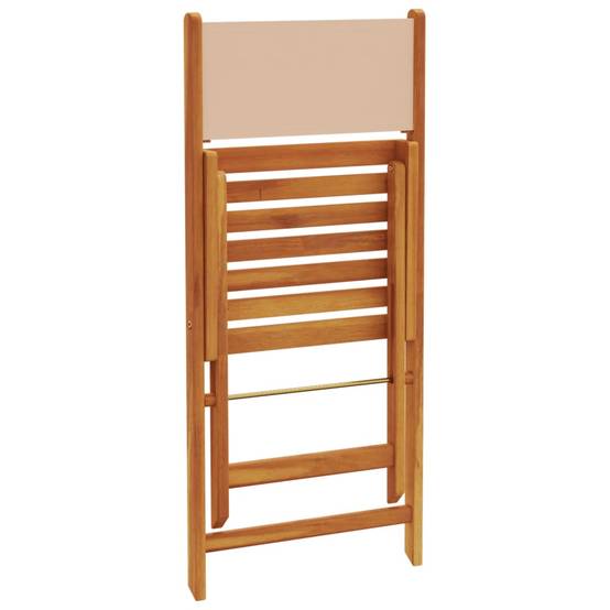 Salon de Jardin Bistro 2 Personnes Bois d'Acacia Pliable et Tissu pour Extérieur Beige 3 pcs – ComfortXL Outdoor Living - Image 7
