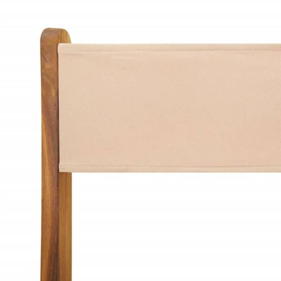 Salon de Jardin Bistro 2 Personnes Bois d'Acacia Pliable et Tissu pour Extérieur Beige 3 pcs – ComfortXL Outdoor Living - Image 9