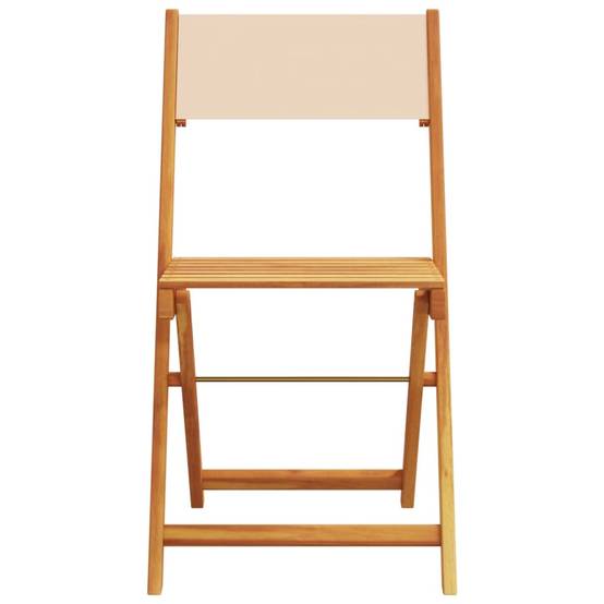 Salon de Jardin Bistro 2 Personnes Bois d'Acacia Pliable et Tissu pour Extérieur Beige 3 pcs – ComfortXL Outdoor Living - Image 6