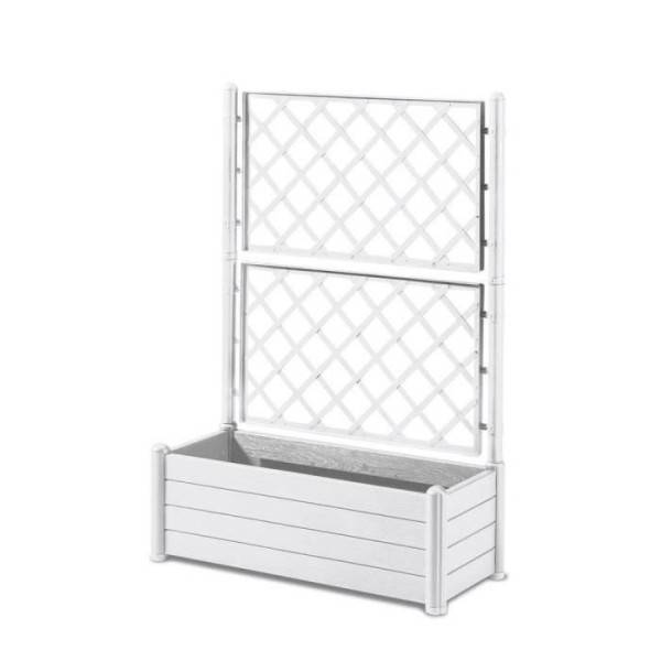 Stefanplast Bac A Fleurs Rectangulaire Avec Treillis - Finition En Bois - 100 X 43 X H 142 Cm - 80 L - Blanc - Imagen 2