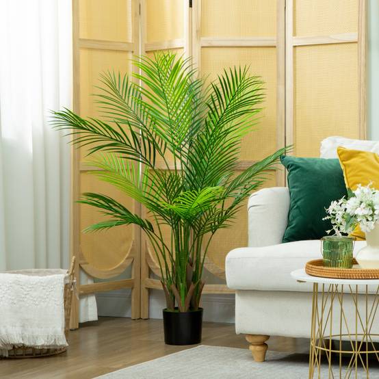 Palmier Areca artificiel plastique intérieur extérieur sans entretien 120cm vert - ComfortXL Outdoor Living - Image 9