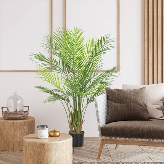 Palmier Areca artificiel plastique intérieur extérieur sans entretien 120cm vert - ComfortXL Outdoor Living - Image 3