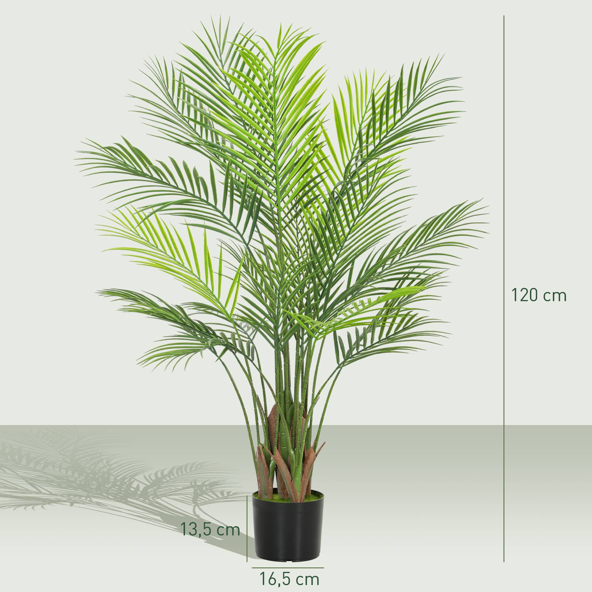 Palmier Areca artificiel plastique intérieur extérieur sans entretien 120cm vert - ComfortXL Outdoor Living - Image 5
