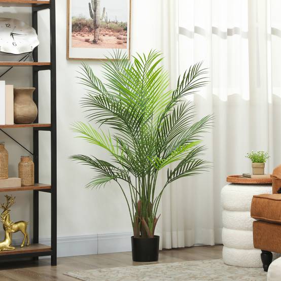 Palmier Areca artificiel plastique intérieur extérieur sans entretien 120cm vert - ComfortXL Outdoor Living - Image 4