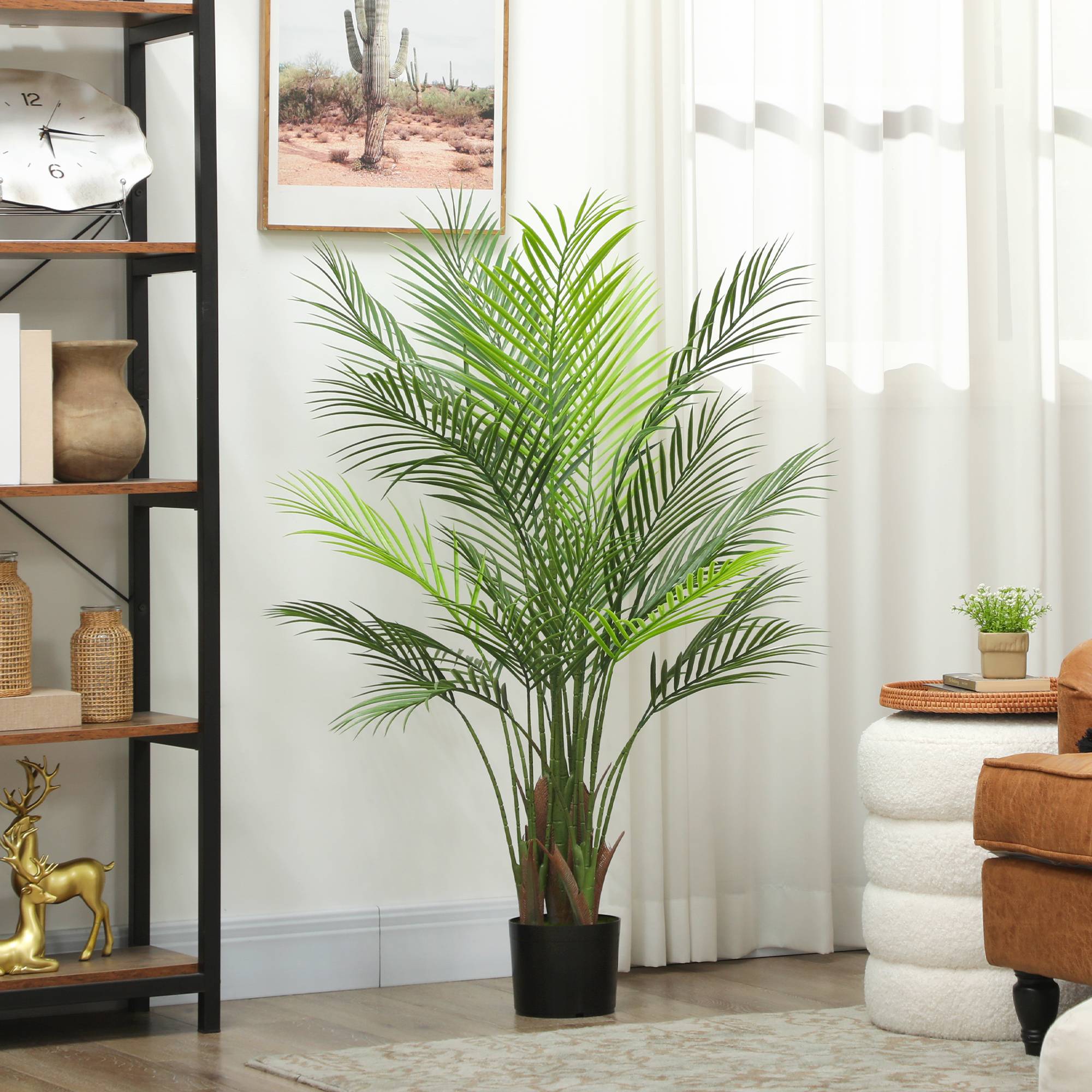 Palmier Areca artificiel plastique intérieur extérieur sans entretien 120cm vert - ComfortXL Outdoor Living - Image 4