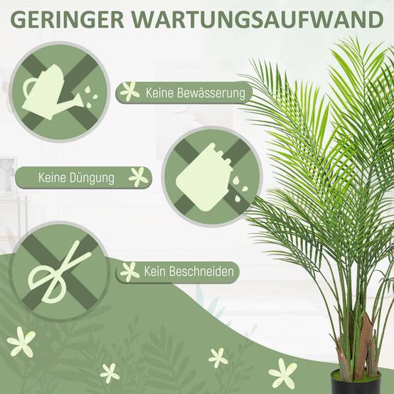 Palmier Areca artificiel plastique intérieur extérieur sans entretien 120cm vert - ComfortXL Outdoor Living - Image 8