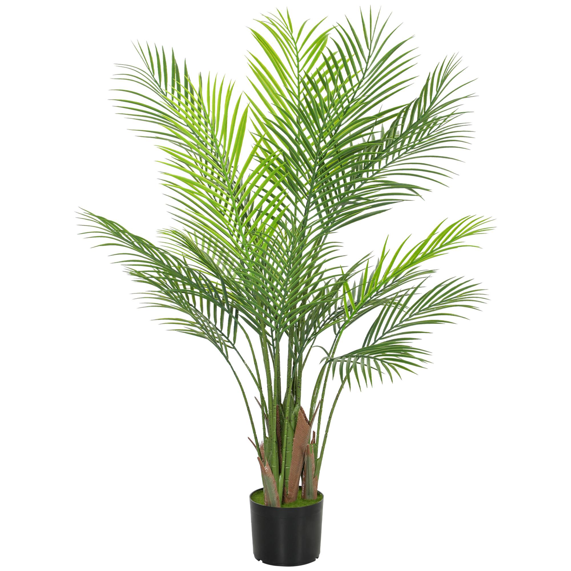 Palmier Areca artificiel plastique intérieur extérieur sans entretien 120cm vert - ComfortXL Outdoor Living - Image 1