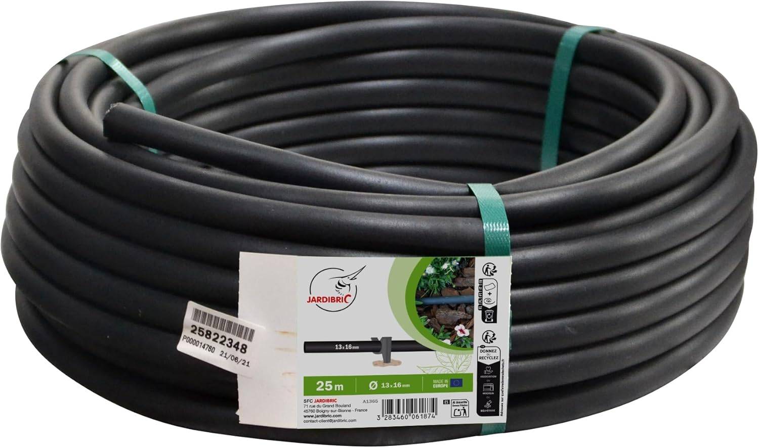Jardibric - Jardibric - Tuyau Goutte à Goutte Non Incorporé Non Percé - Couronne PE Noir Ø13x16 mm - 25m - Pour un Arrosage Précis et Économique - Image 1
