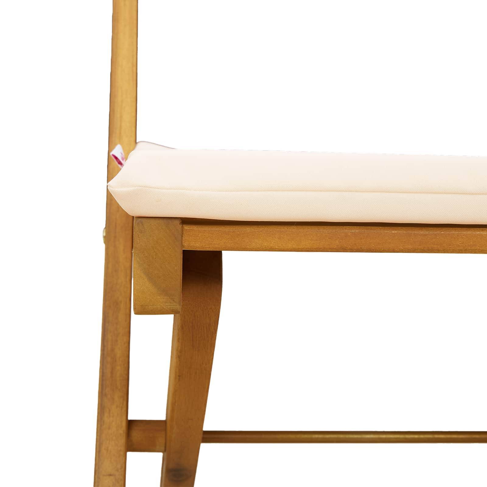 Chaises de jardin bois d'acacia crème blanc 40 x 53 x 80 cm, Poids:23.4kg - PANGIVO - Image 9