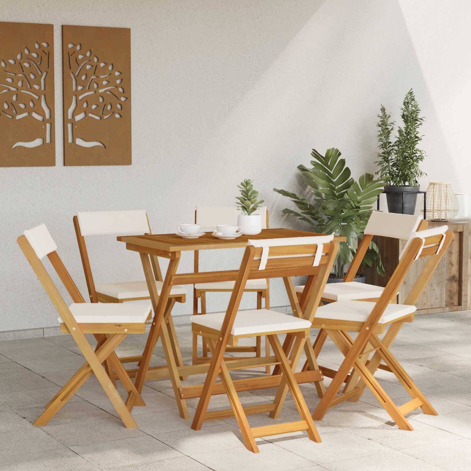 Chaises de jardin bois d'acacia crème blanc 40 x 53 x 80 cm, Poids:23.4kg - PANGIVO - Image 3