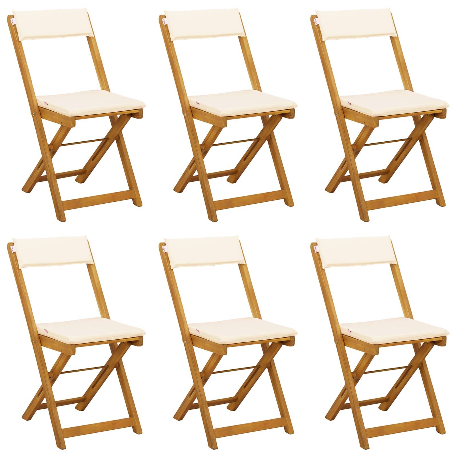 Chaises de jardin bois d'acacia crème blanc 40 x 53 x 80 cm, Poids:23.4kg - PANGIVO - Image 2
