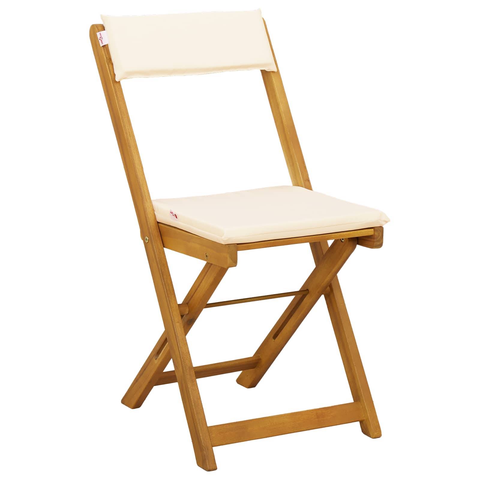Chaises de jardin bois d'acacia crème blanc 40 x 53 x 80 cm, Poids:23.4kg - PANGIVO - Image 4