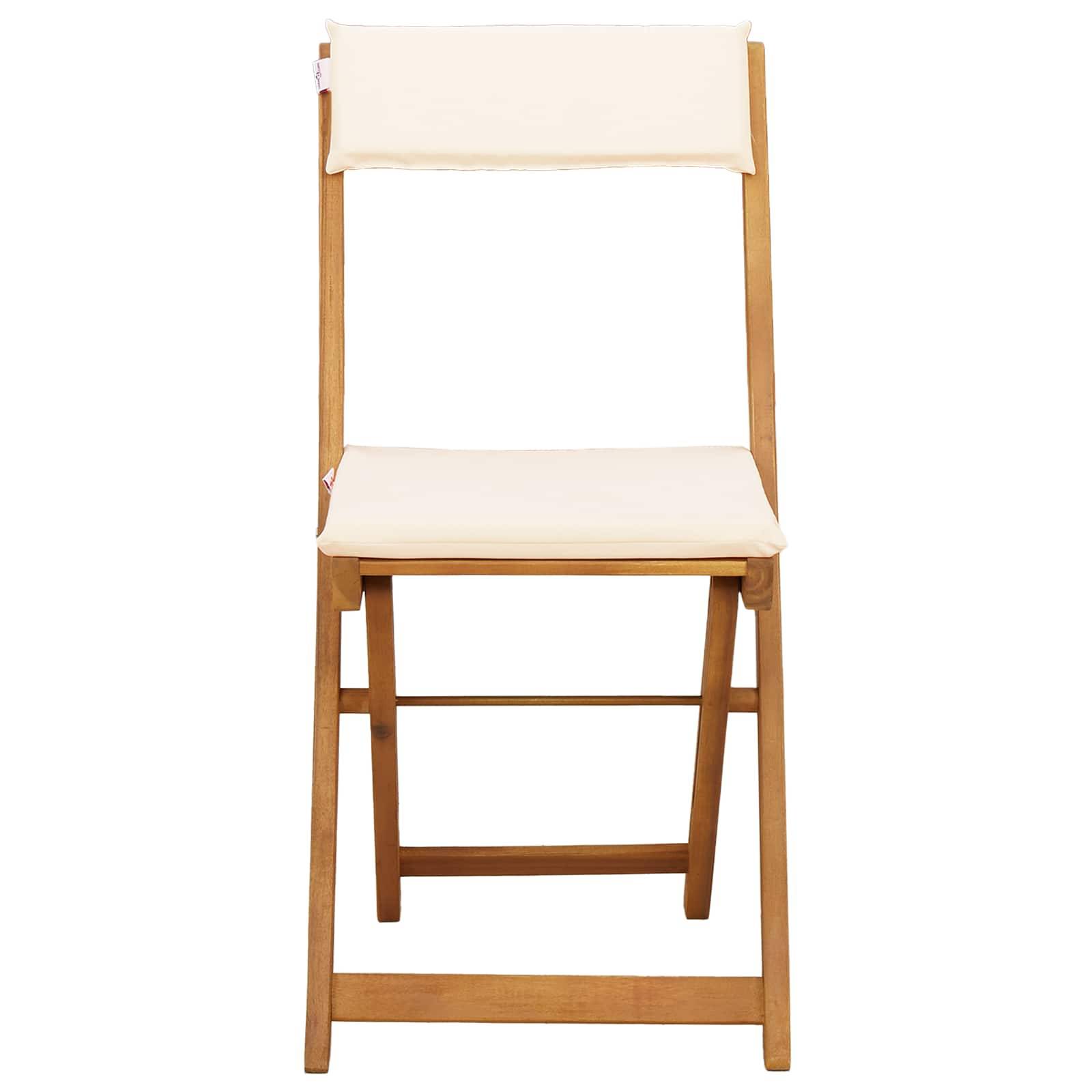 Chaises de jardin bois d'acacia crème blanc 40 x 53 x 80 cm, Poids:23.4kg - PANGIVO - Image 6