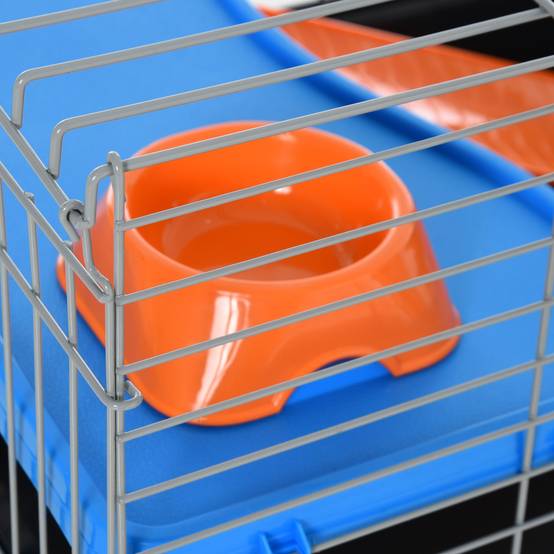 Petite cage à rongeurs avec roues, habitat pour furets et cochons d'Inde, avec mangeoire, biberon, rampe et toit ouvrant, 89 x 44 x 43 cm, noire - Image 10