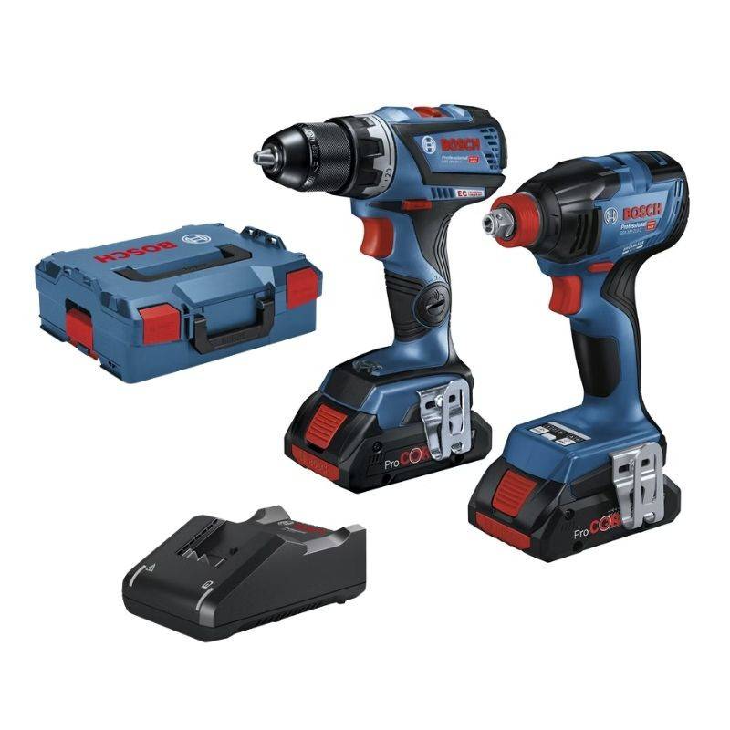 Bosch - Kit BOSCH Visseuse à chocs + Perceuse visseuse + 2 Batteries 4.0Ah + Chargeur - 06019J0204 - Imagen 1