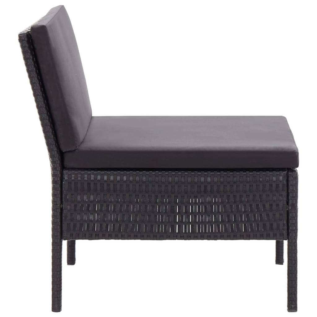 Helloshop26 - Salon de jardin meuble d'extérieur ensemble de mobilier 3 pièces avec coussins résine tressée noir - Imagen 6