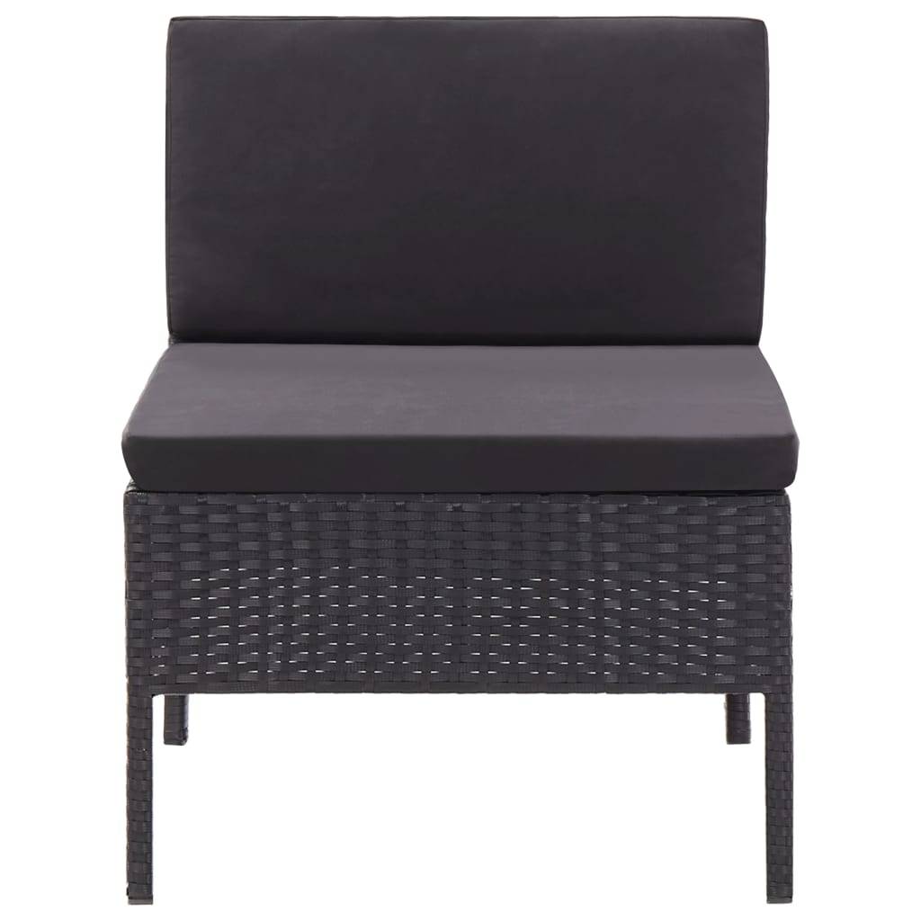 Helloshop26 - Salon de jardin meuble d'extérieur ensemble de mobilier 3 pièces avec coussins résine tressée noir - Imagen 5