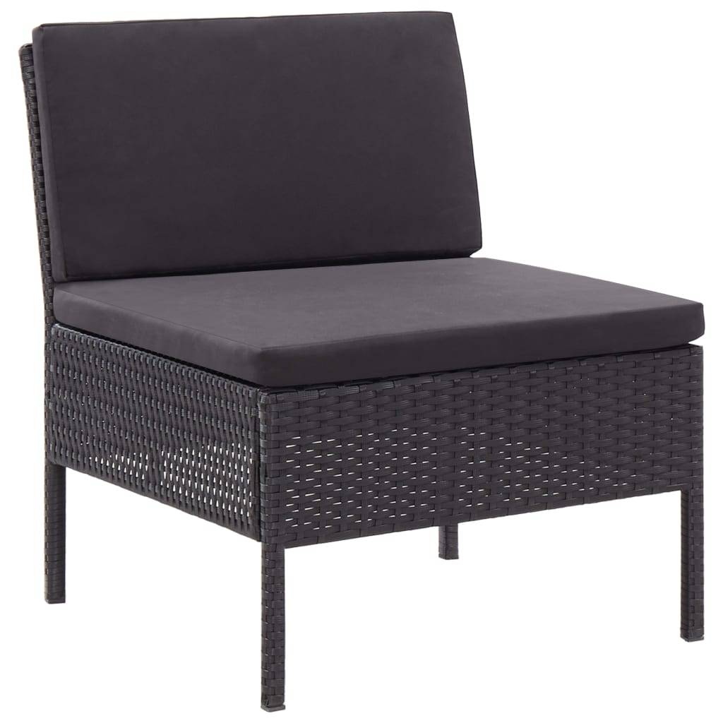 Helloshop26 - Salon de jardin meuble d'extérieur ensemble de mobilier 3 pièces avec coussins résine tressée noir - Imagen 4