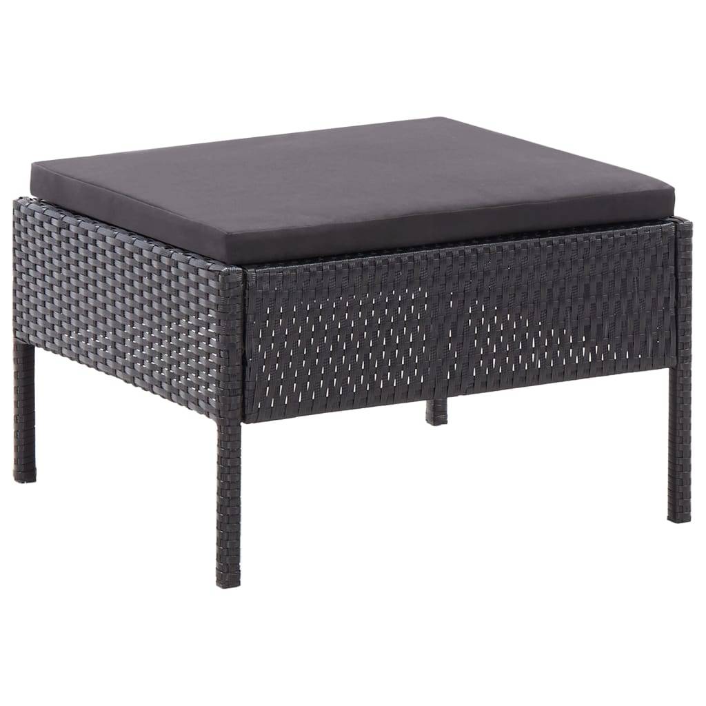 Helloshop26 - Salon de jardin meuble d'extérieur ensemble de mobilier 3 pièces avec coussins résine tressée noir - Imagen 8