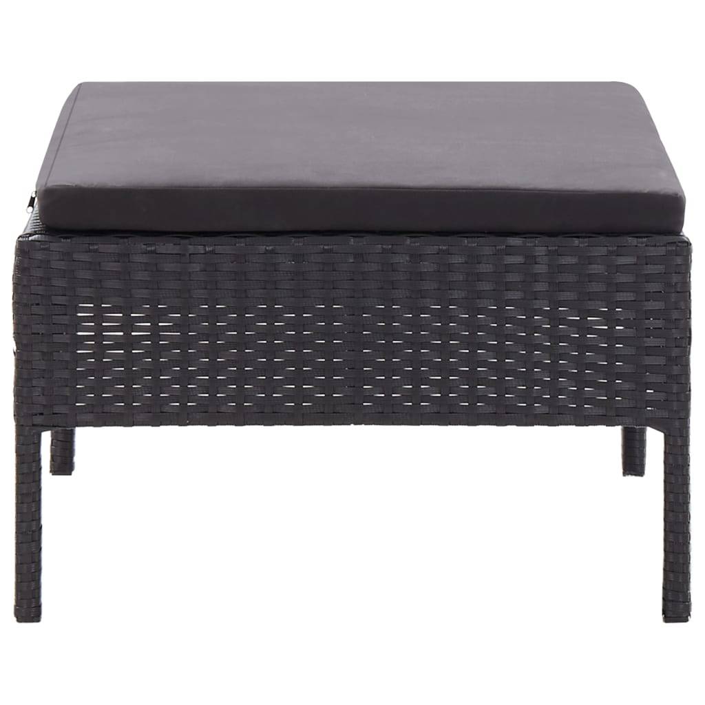 Helloshop26 - Salon de jardin meuble d'extérieur ensemble de mobilier 3 pièces avec coussins résine tressée noir - Imagen 9