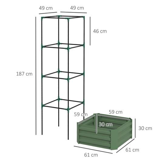 Sans Marque - Jardinière avec treillis ajustable, bac à fleurs avec cage à tomates acier galvanisé 61 x 61 x 187 cm vert - Image 5