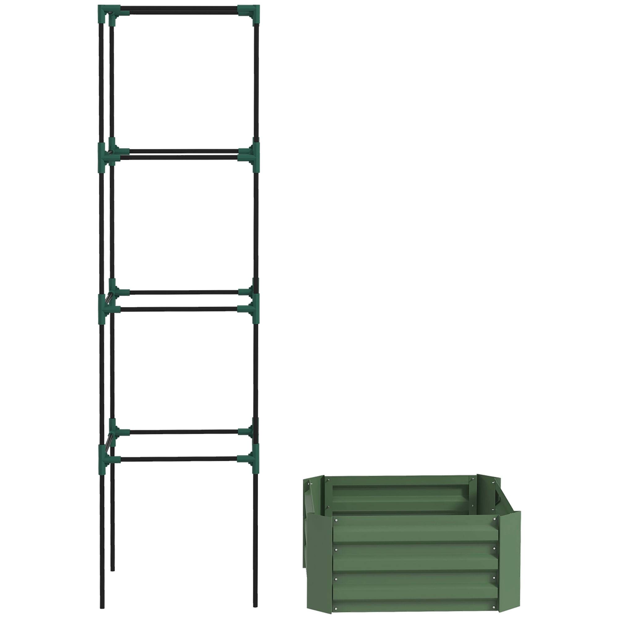Sans Marque - Jardinière avec treillis ajustable, bac à fleurs avec cage à tomates acier galvanisé 61 x 61 x 187 cm vert - Image 2