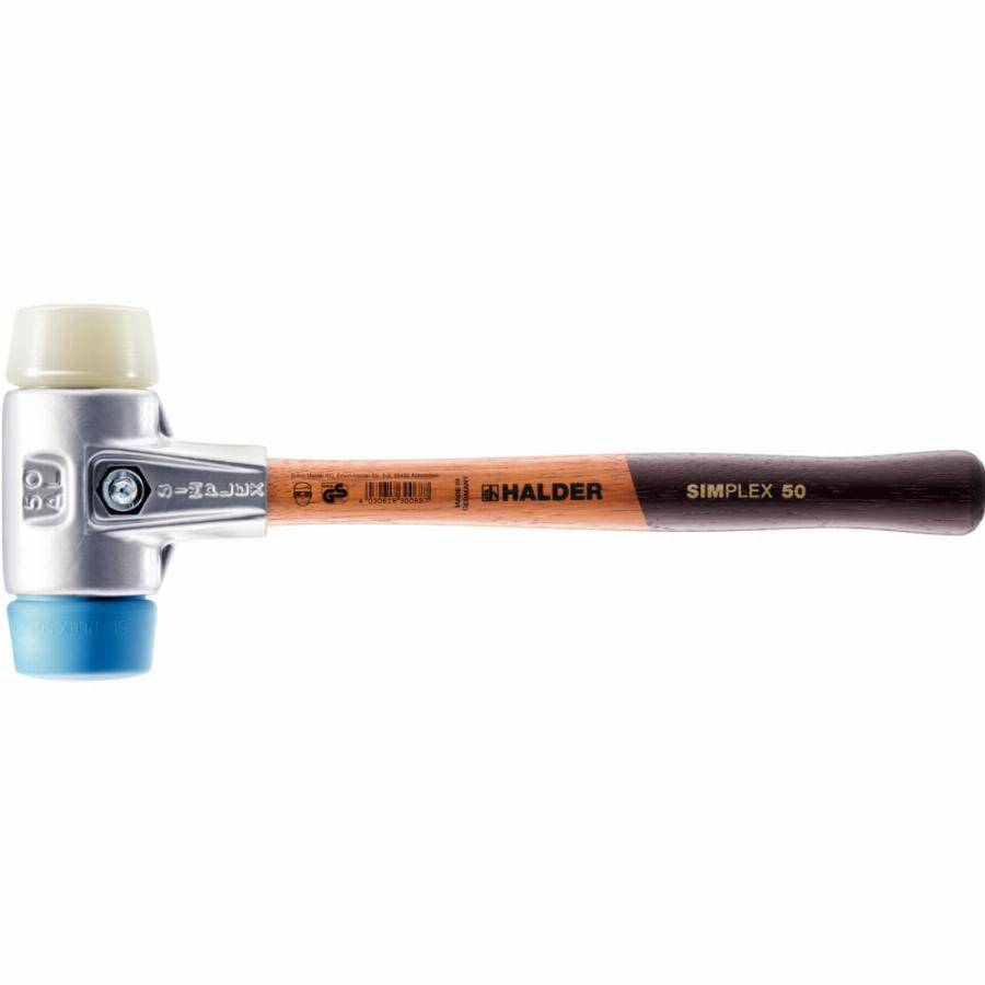 Maillet HALDER SIMPLEX TPE souple / nylon avec boîtier en aluminium et manche en bois - D=40 mm - 3118.040