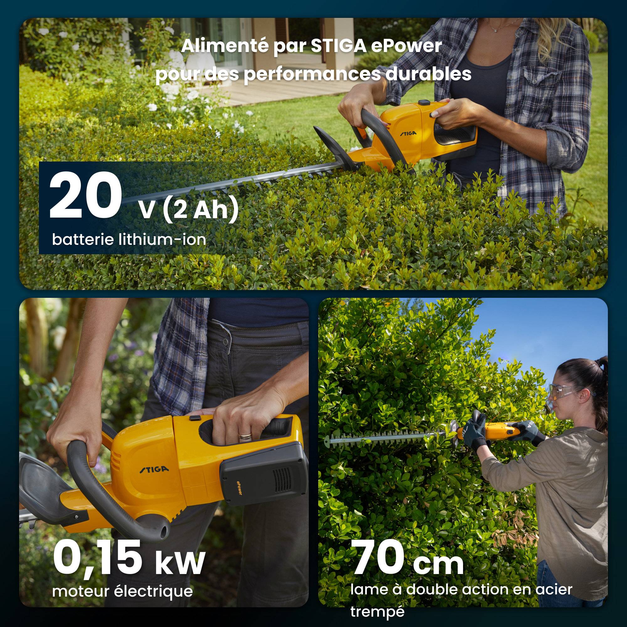 Stiga - Kit taille-haie HT 100e sans fil, lame 54 cm, poignée pivotante, batterie 20V 2Ah - STIGA - Image 2