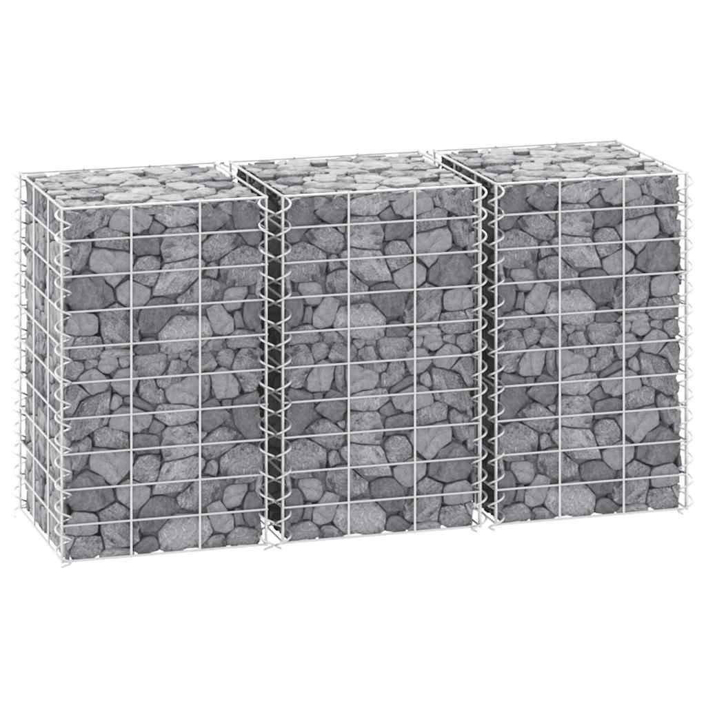Jardinière | Lits surélevés en gabion 3 pcs 30x30x50 cm Fer - Image 5