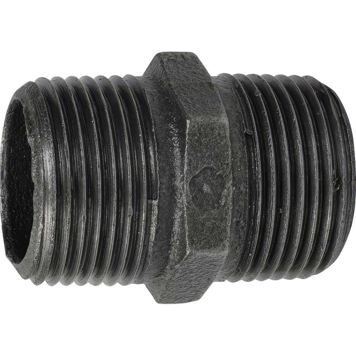 Mamelon Mâle-Mâle en Fonte Malléable à Cœur Noir - 3/4'' - Image 1