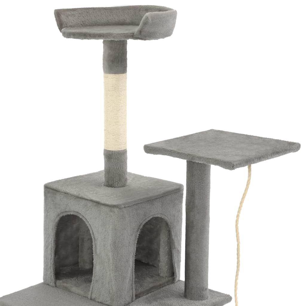 Helloshop26 - Arbre à chat griffoir grattoir niche jouet animaux peluché en sisal 120 cm gris - Image 4