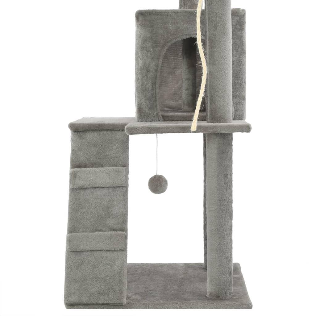 Helloshop26 - Arbre à chat griffoir grattoir niche jouet animaux peluché en sisal 120 cm gris - Image 5