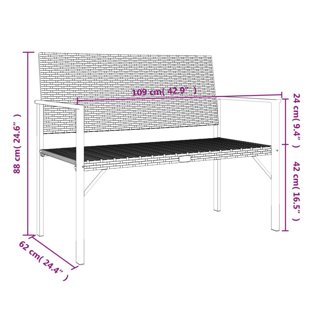 Maison Chic - Banc de jardin - Banc d'extérieur - Banquette à 2 places noir résine tressée - Imagen 8