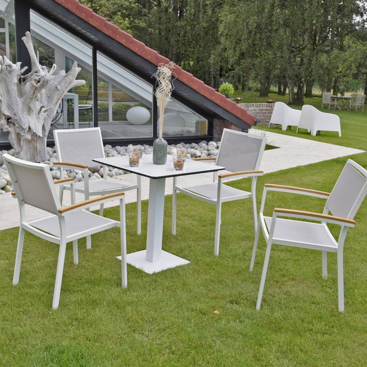 Gecko Jardin - Table en métal blanc, Otrante - Gecko Jardin - Imagen 4