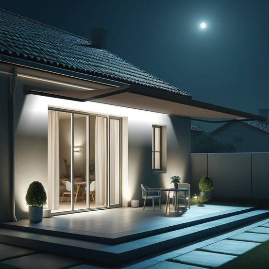 Intersun - Store banne coffre SOA 6,00x3,50 M (Motorisé Secours à Télécommande + LED - Gris Anthracite - Taupe) - INTERSUN - Imagen 3