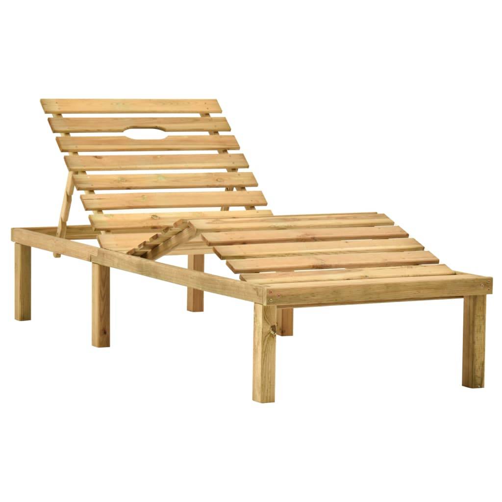 Helloshop26 - Transat chaise longue bain de soleil lit de jardin terrasse meuble d'extérieur avec coussin vert bois de pin imprégné - Imagen 2