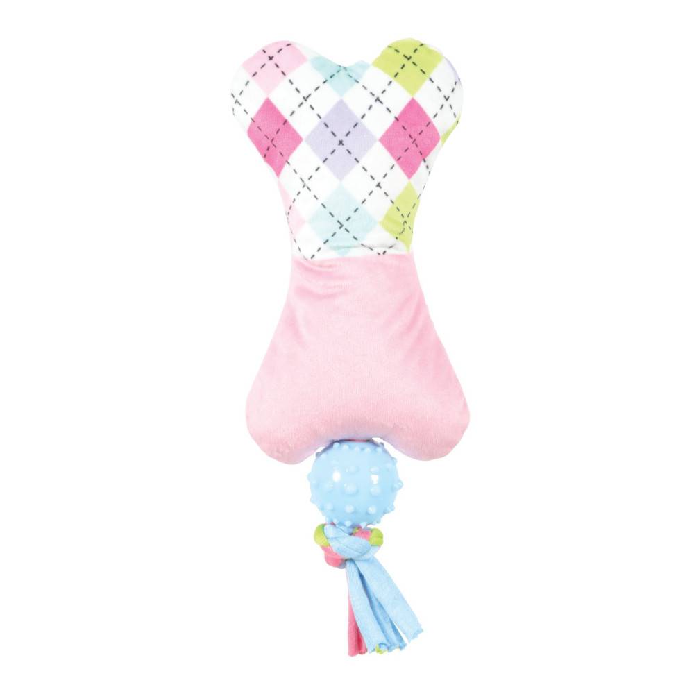 Animallparadise - animallparadise - Peluche Tiny os rose balle TPR 19 cm jouet pour chiots - Imagen 3