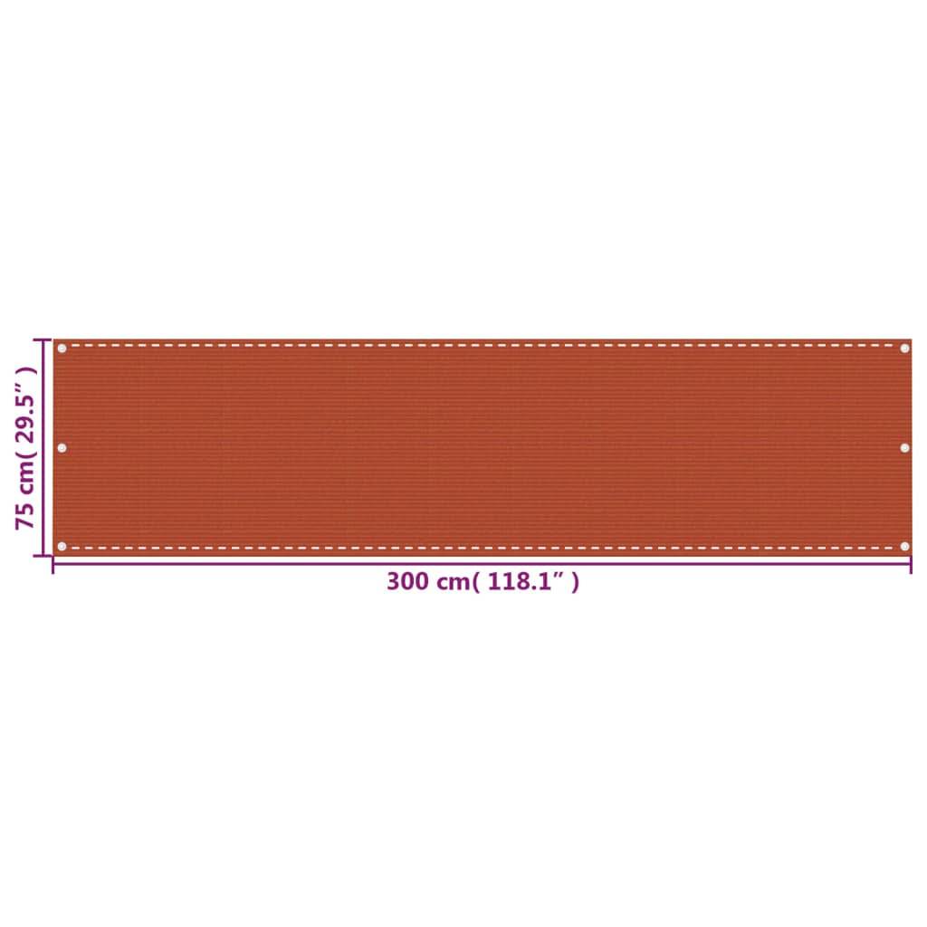 Helloshop26 - Écran de balcon brise pare vue protection confidentialité 75 x 300 cm PEHD orange - Imagen 5