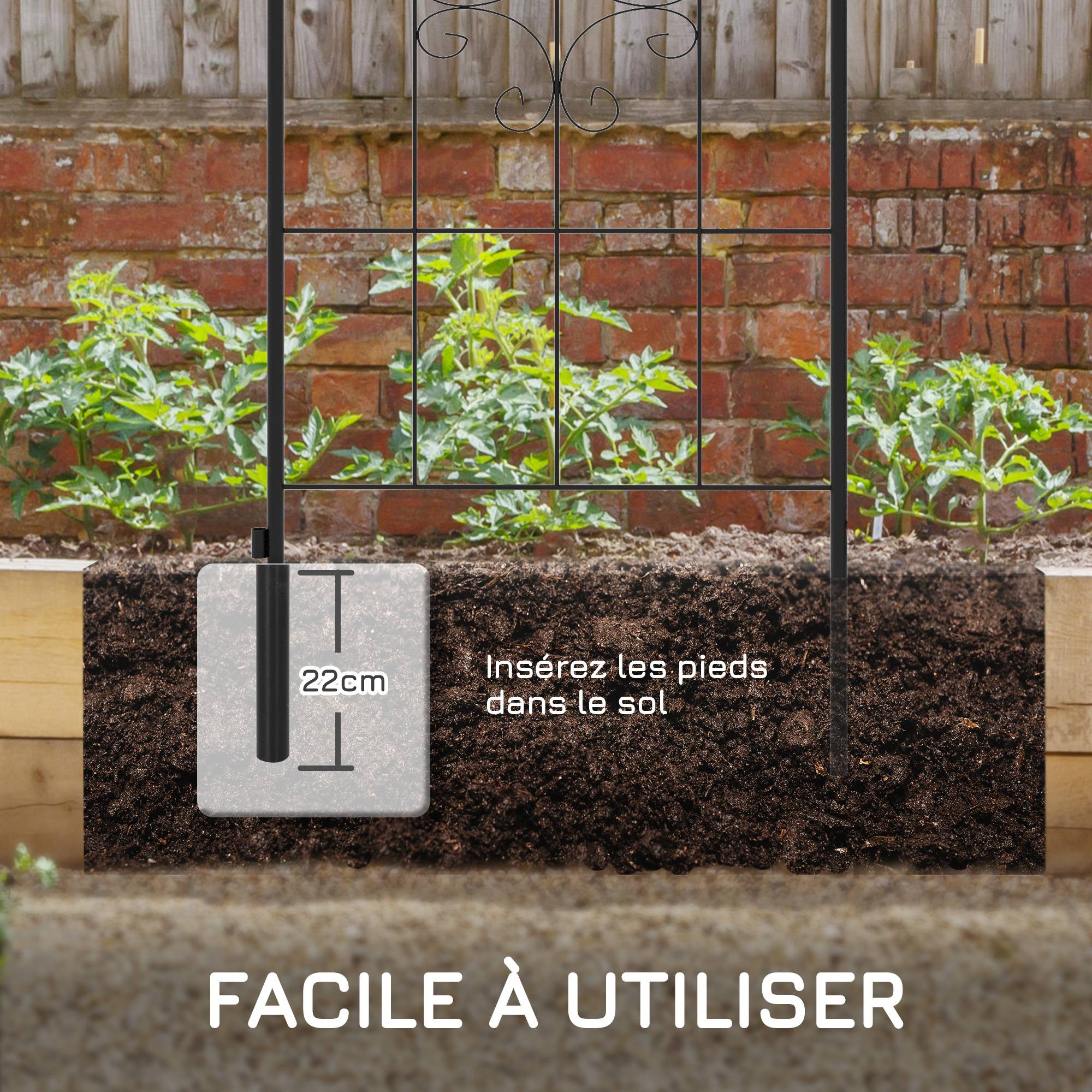 Lot de 4 treillis de jardin acier noir 50 x 1 x 180 cm - PANGIVO - Image 7