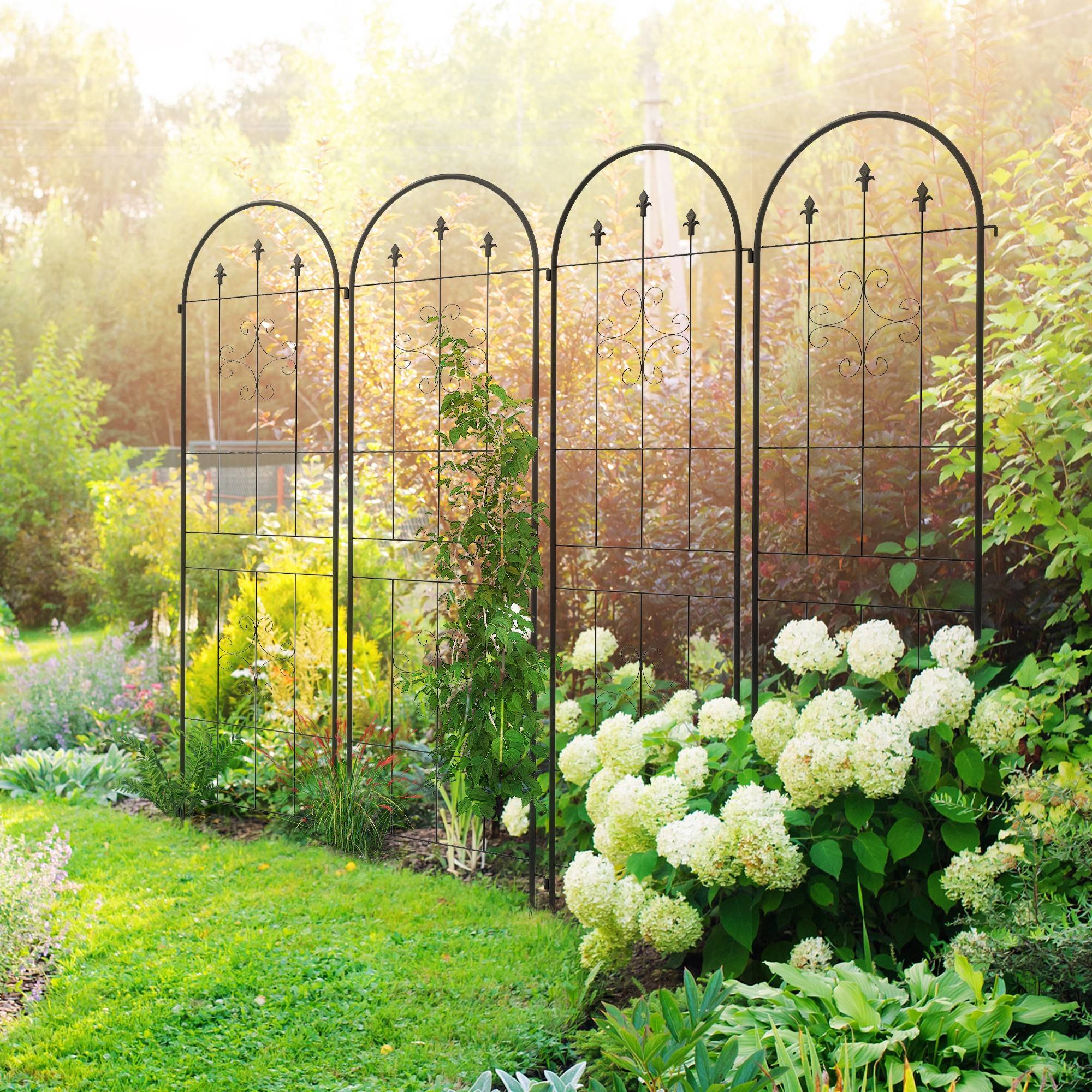 Lot de 4 treillis de jardin acier noir 50 x 1 x 180 cm PANGIVO — free download