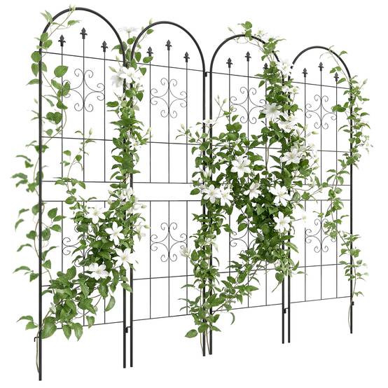 Lot de 4 treillis de jardin acier noir 50 x 1 x 180 cm - PANGIVO - Image 1