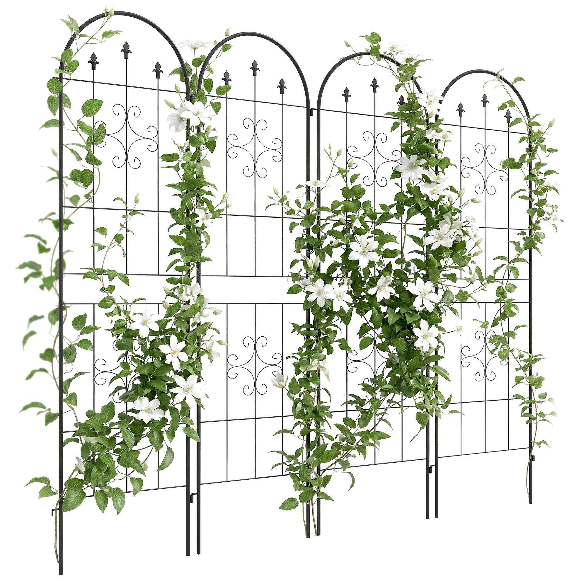 Lot de 4 treillis de jardin acier noir 50 x 1 x 180 cm - PANGIVO - Image 1